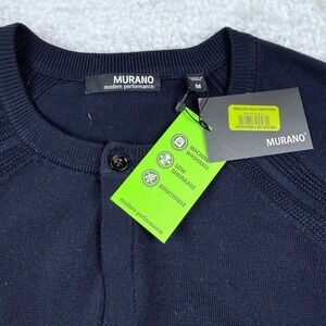 Murano Modern Performance Mens Navy Blue Henley Sweater‎ Medium NWT Breathable